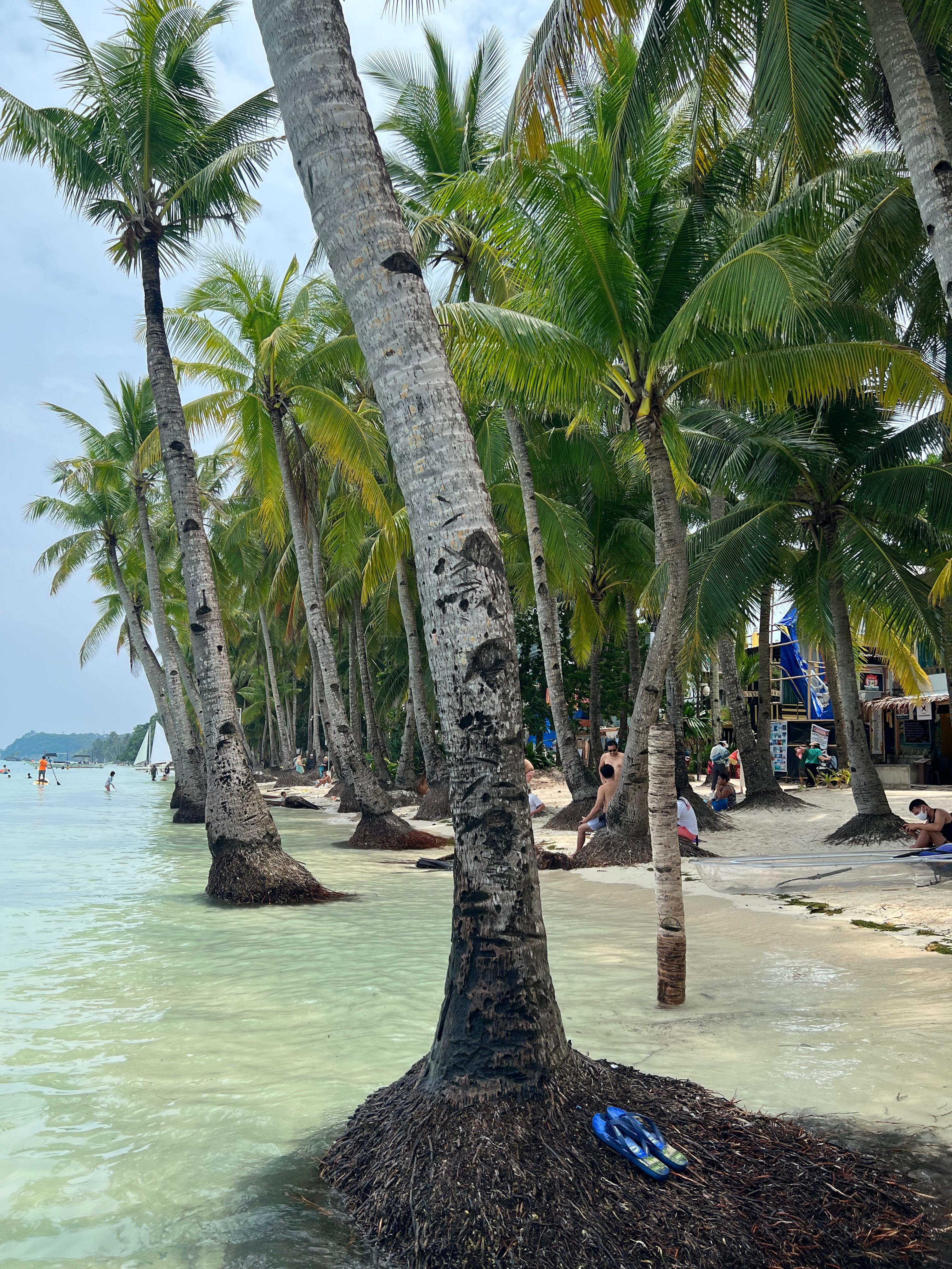 Looking up towards the busy part of town from in front of Boracay beach houses