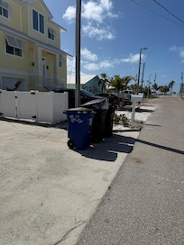 Full trash bins upon arrival.