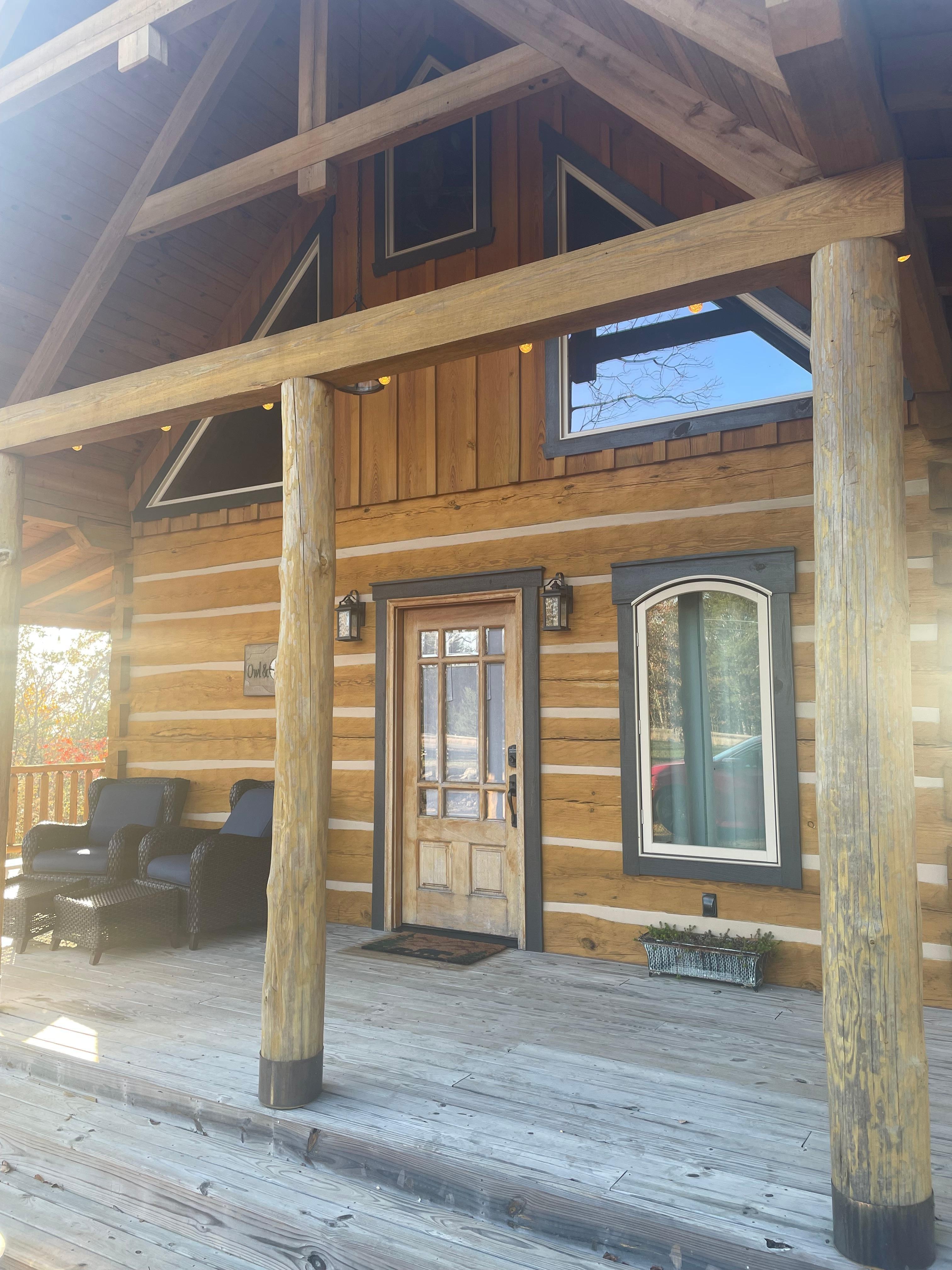 Cabin front, beautifully constructed