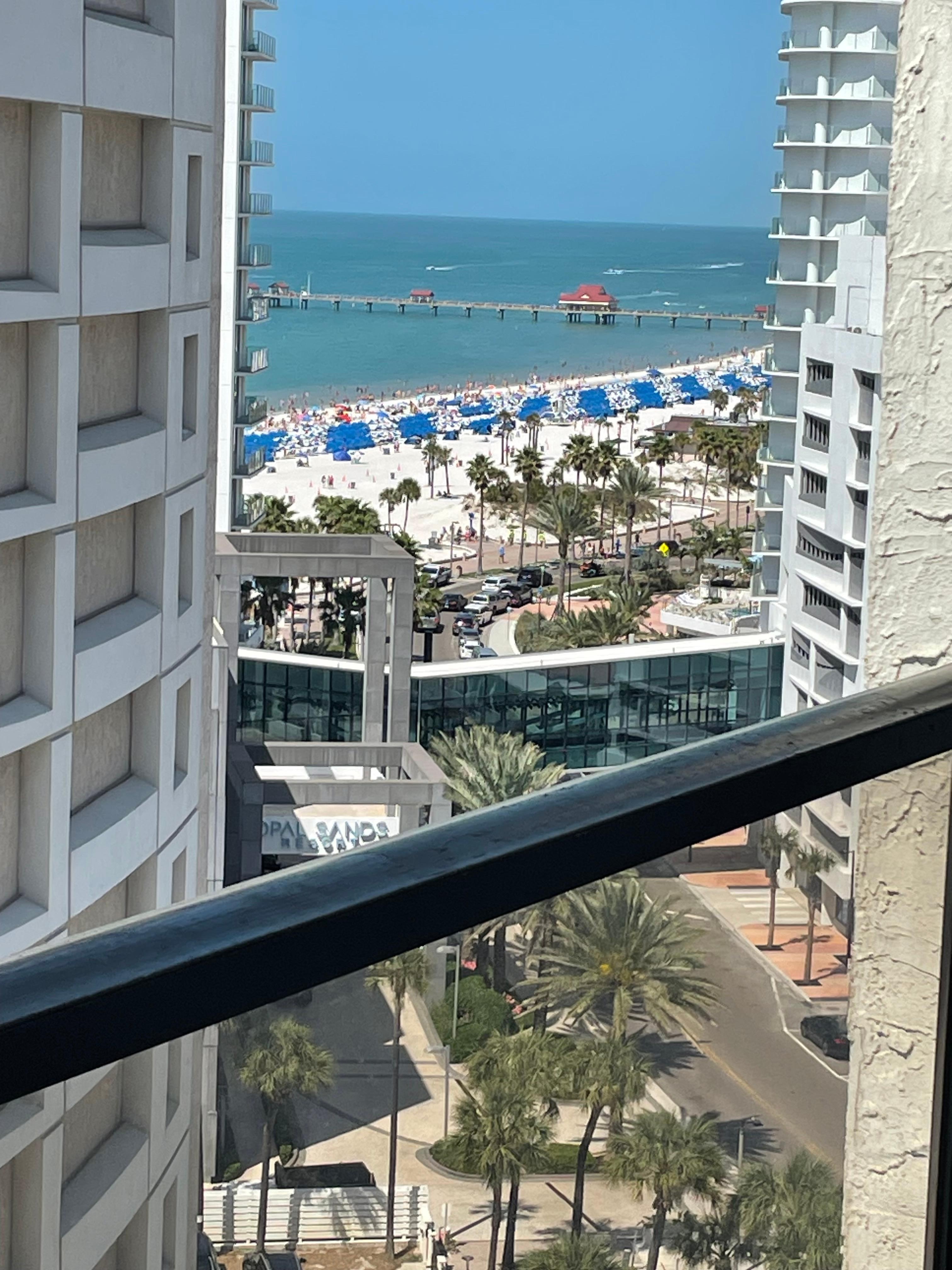 Looking up beach from balcony 