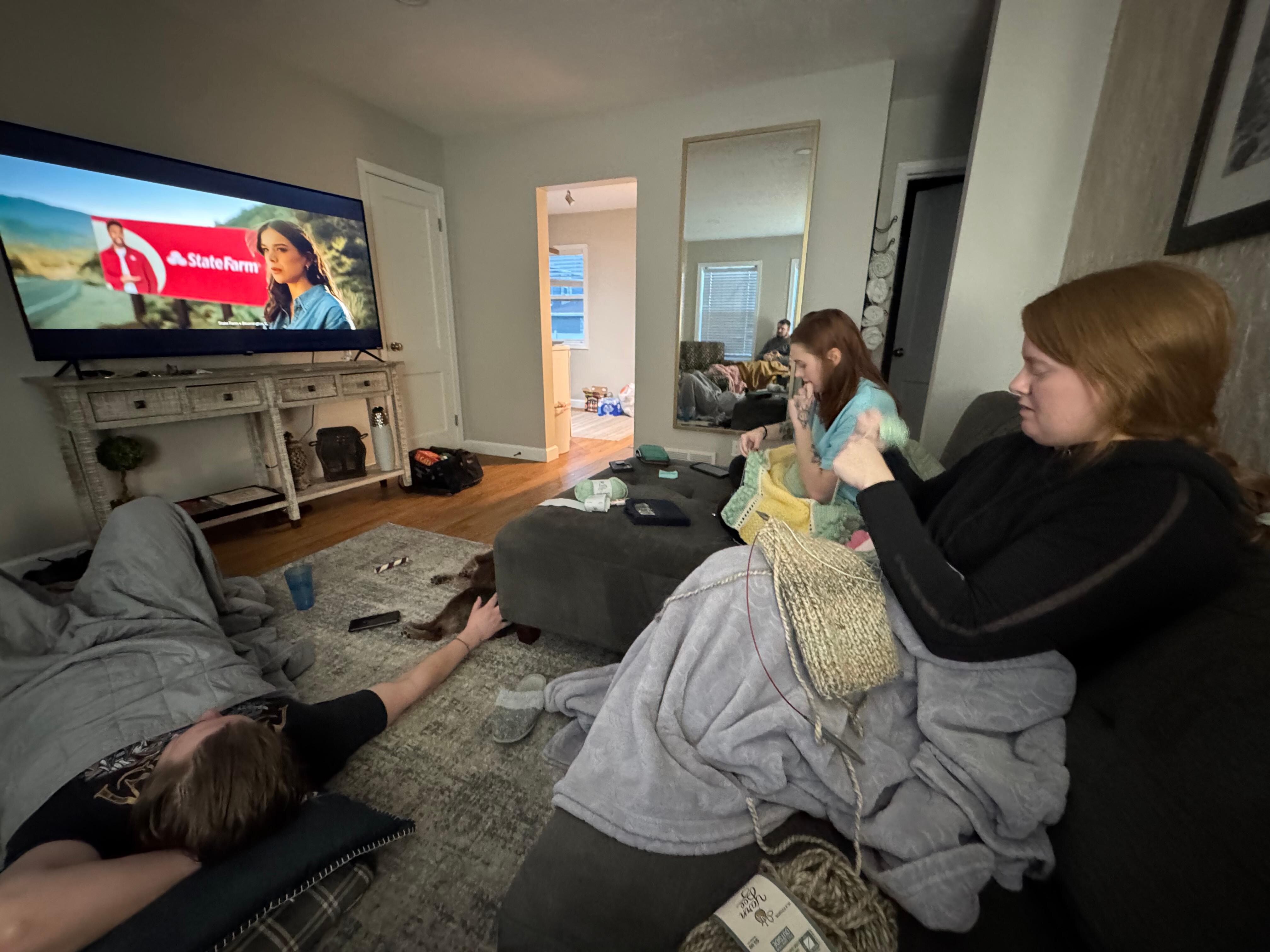 My kids and I enjoying Super Bowl Sunday in my Verbo rental