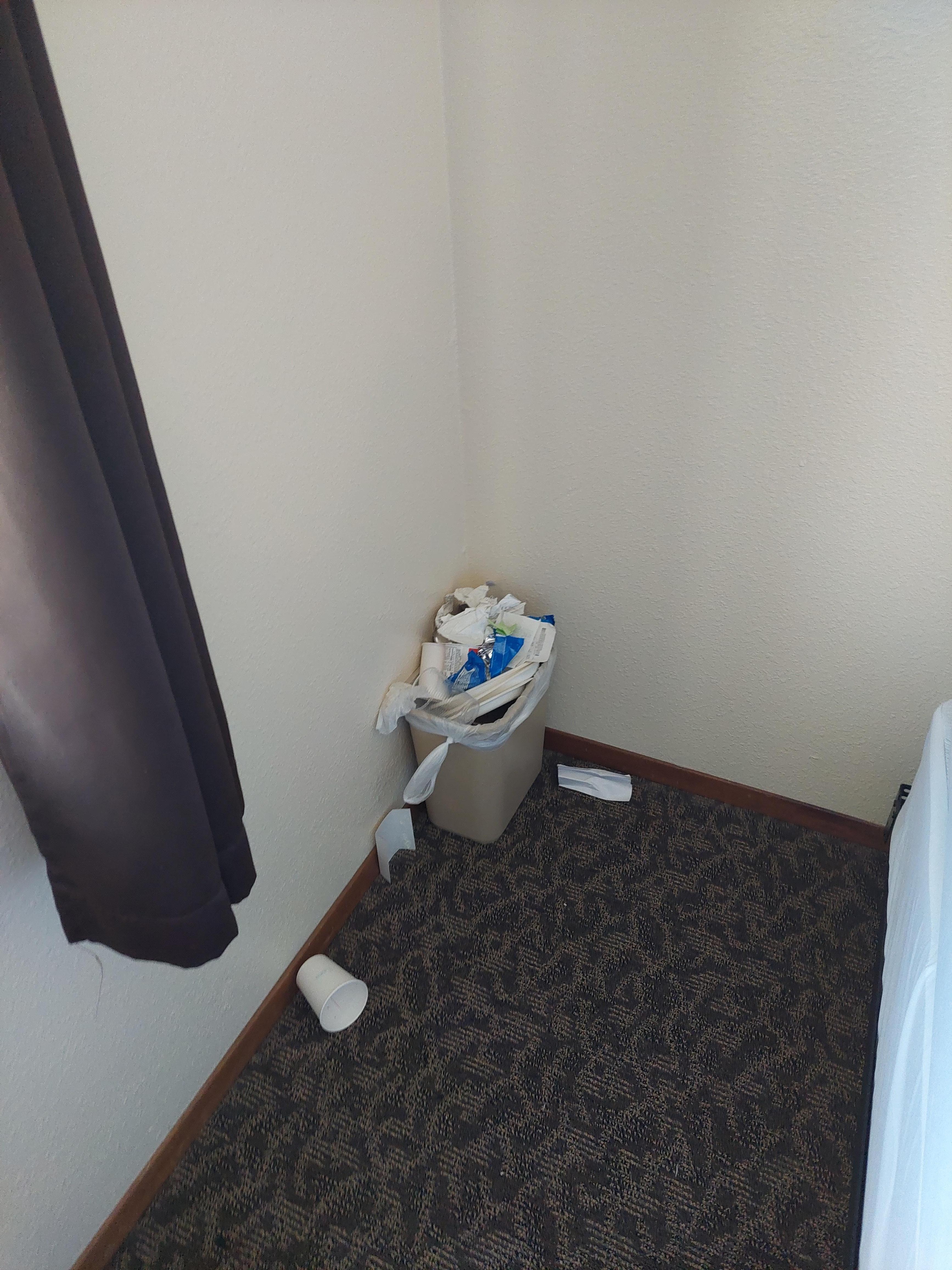 No house keeping services, no trash emptied.