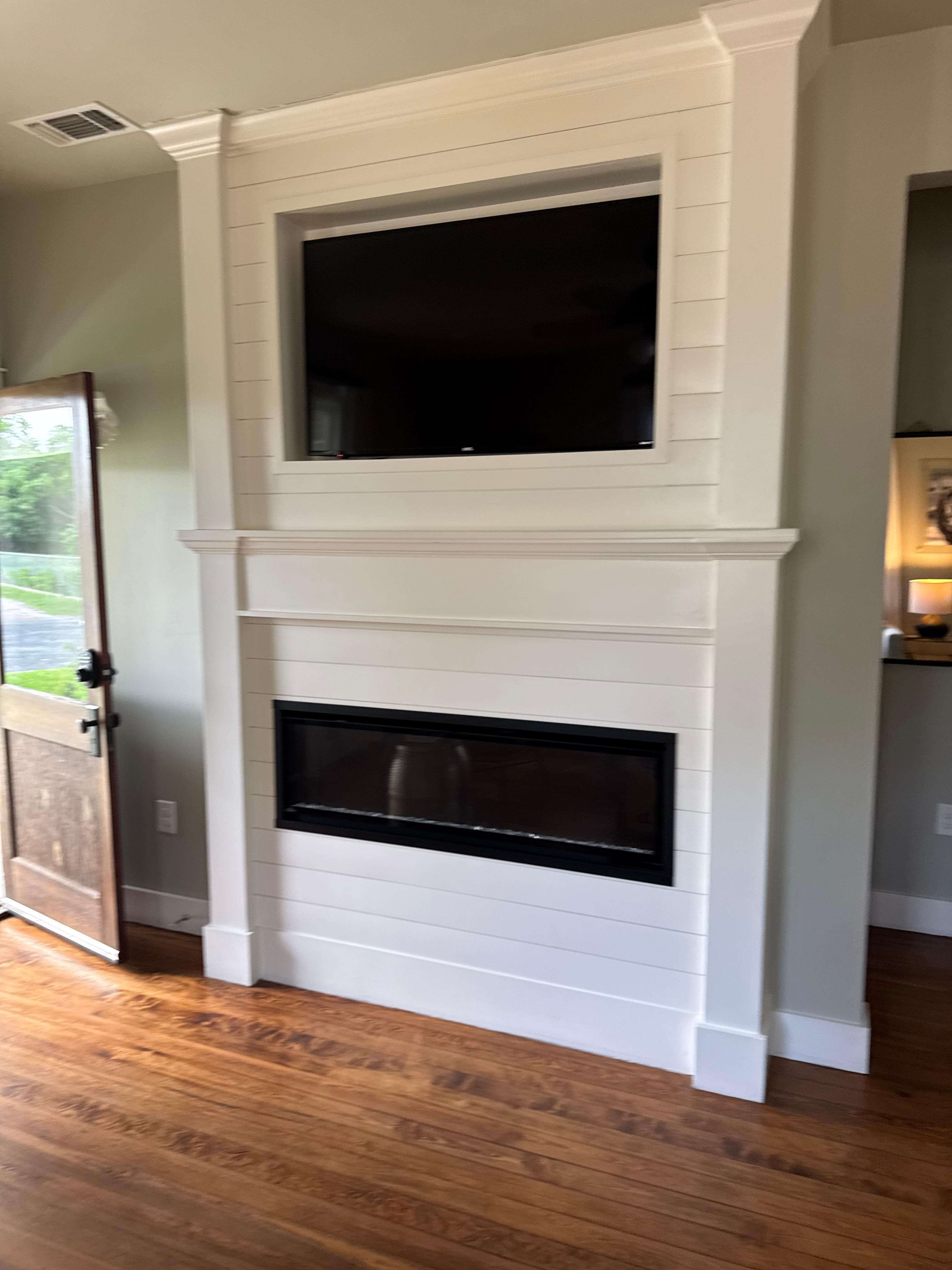 Living room tv and fireplace