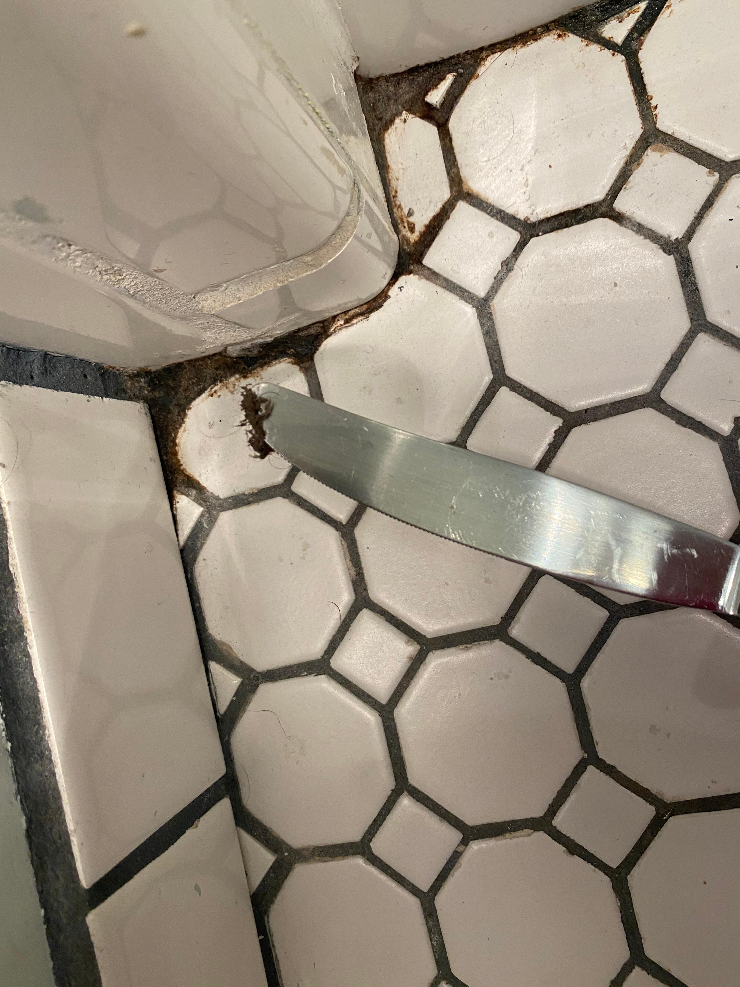Toilet water caused gross buildup on the floor