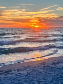 Sunset just across the street over the ocean!
