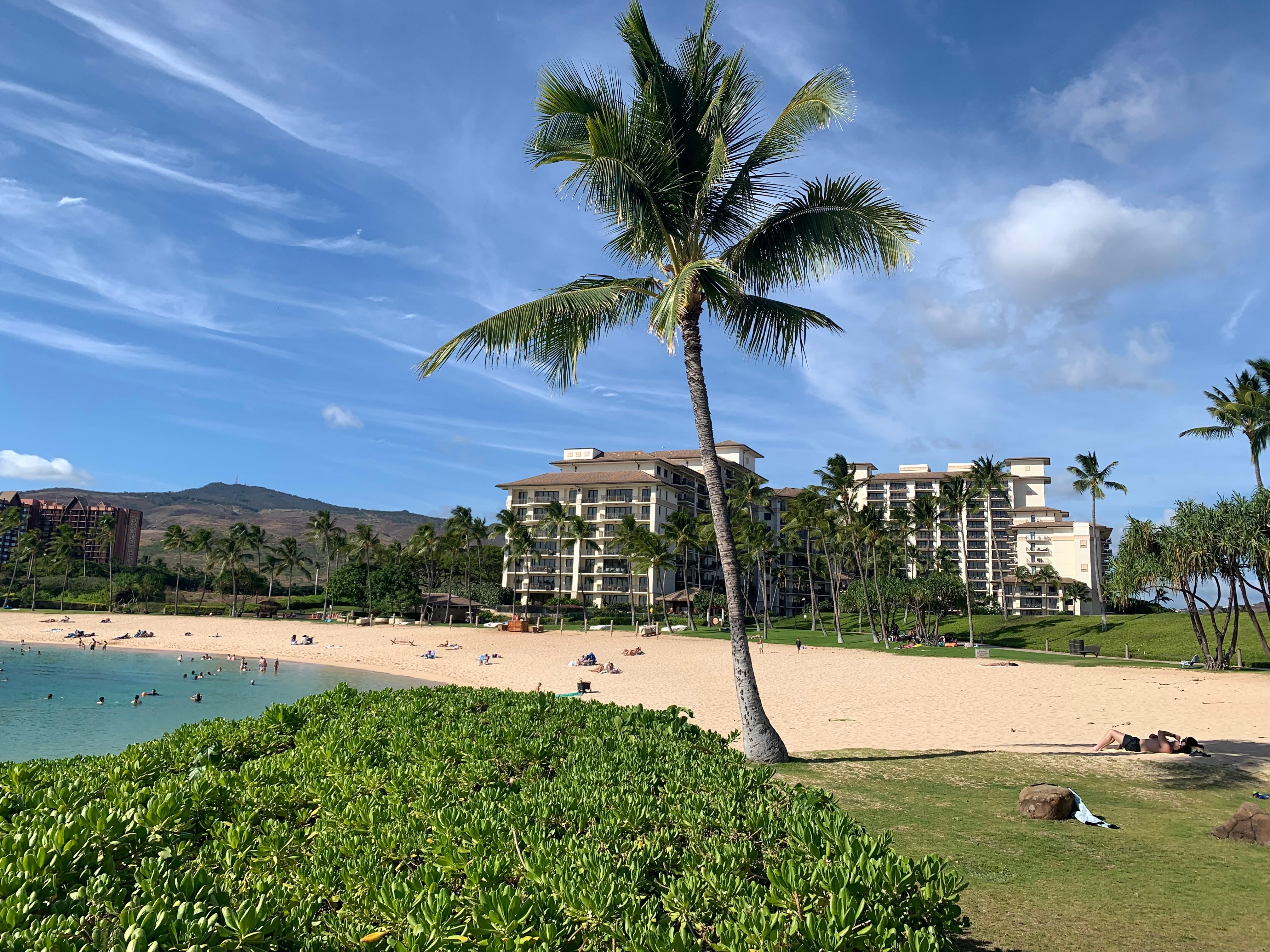 View of the beach, lagoon and property during a walk.