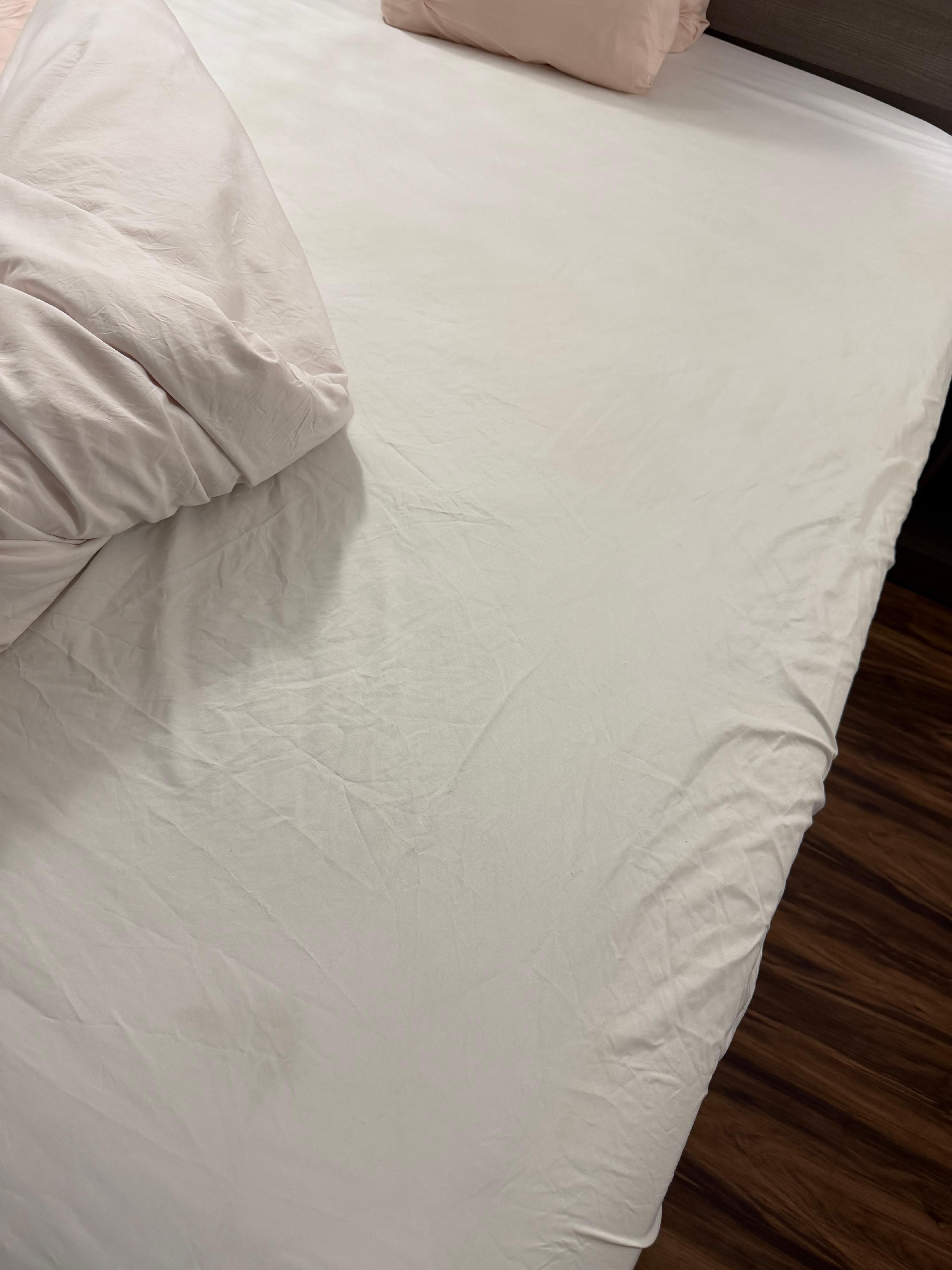 Old stains left on sheets. Hair was also found. 