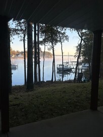 Lower level, early morning lake view.