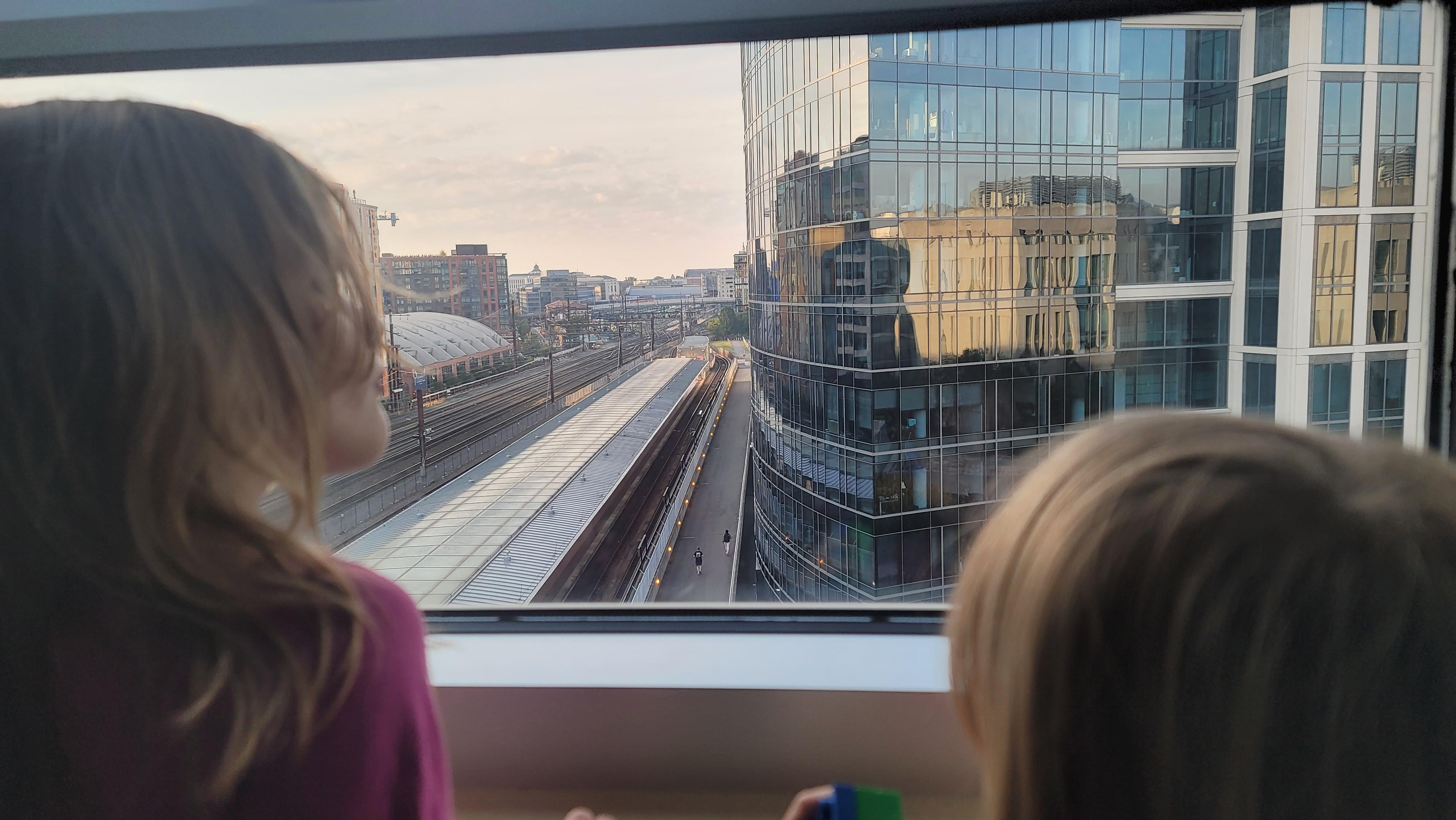 We stayed in the top corner of the building. The room was enormous and had windows on both outer walls so we could watch the city street and the light rail station. We loved people watching and seeing all the trains!  Quieter than I expected!