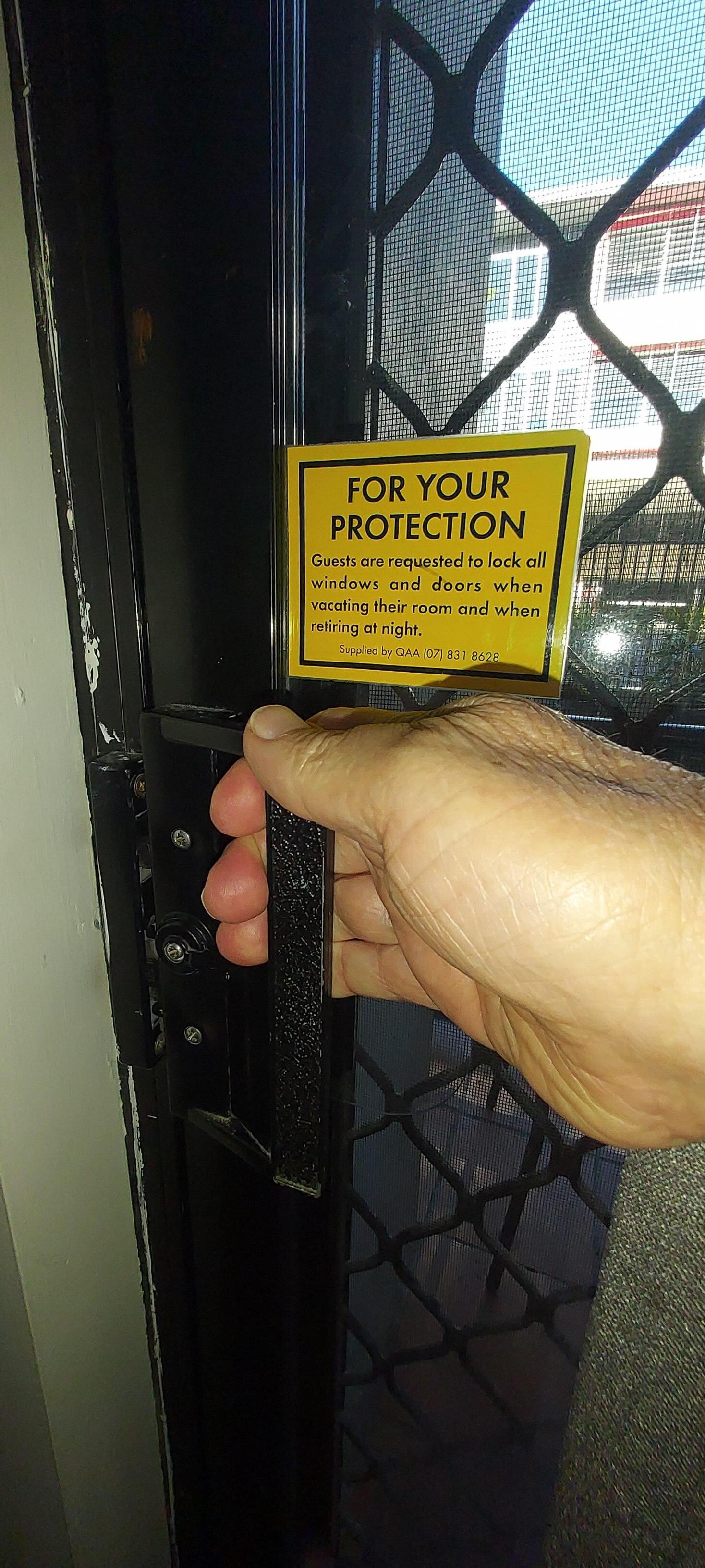 External door reveal pulling away from the wall. Very low security