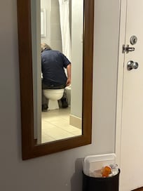 Our tolet didn’t work. This is the maintenance guy fixing it
