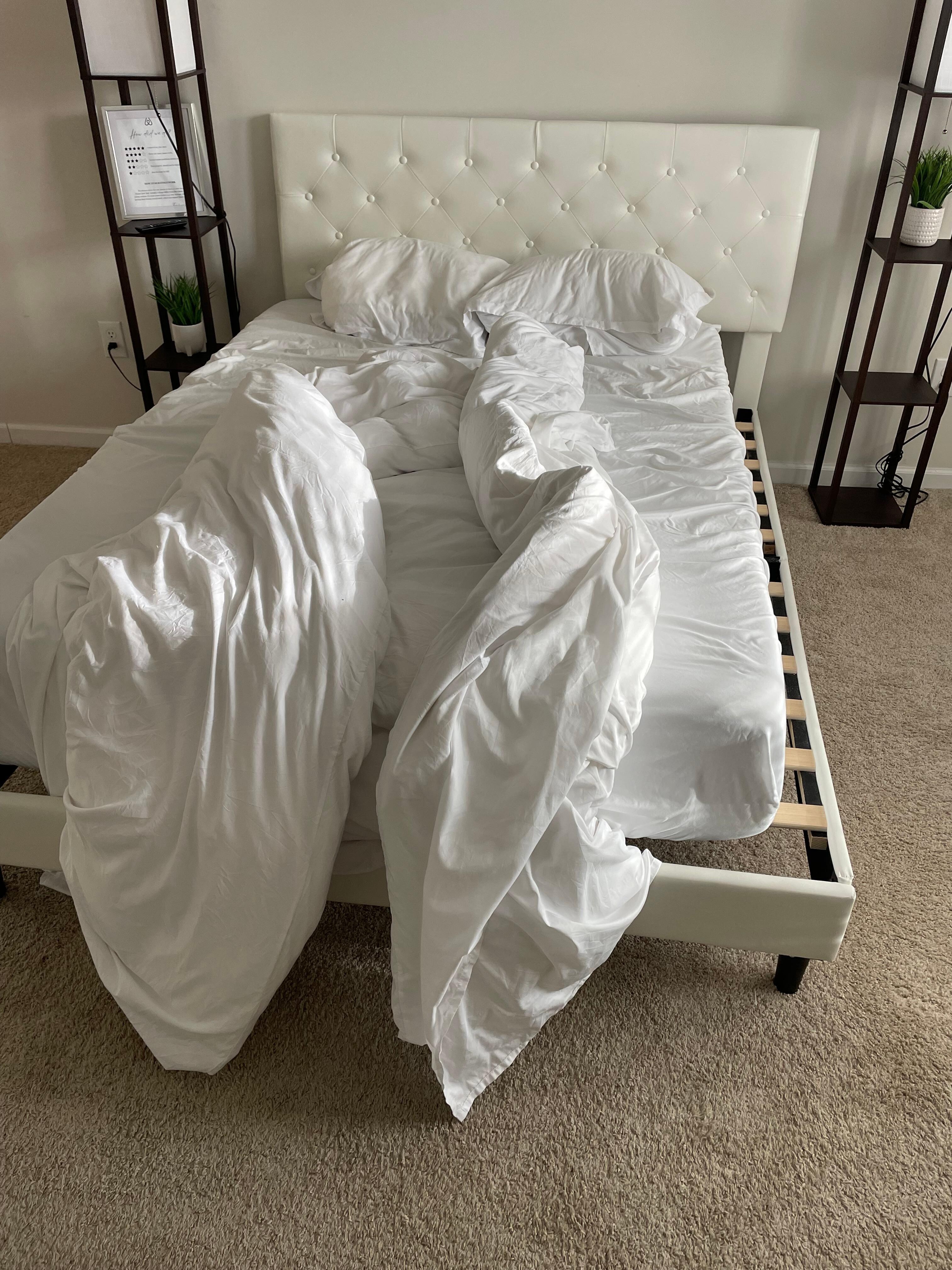 Double mattress on queen frame. Was supposed to be a king