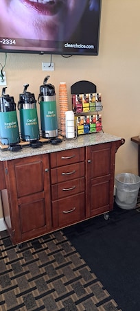 Coffee and tea available all day.