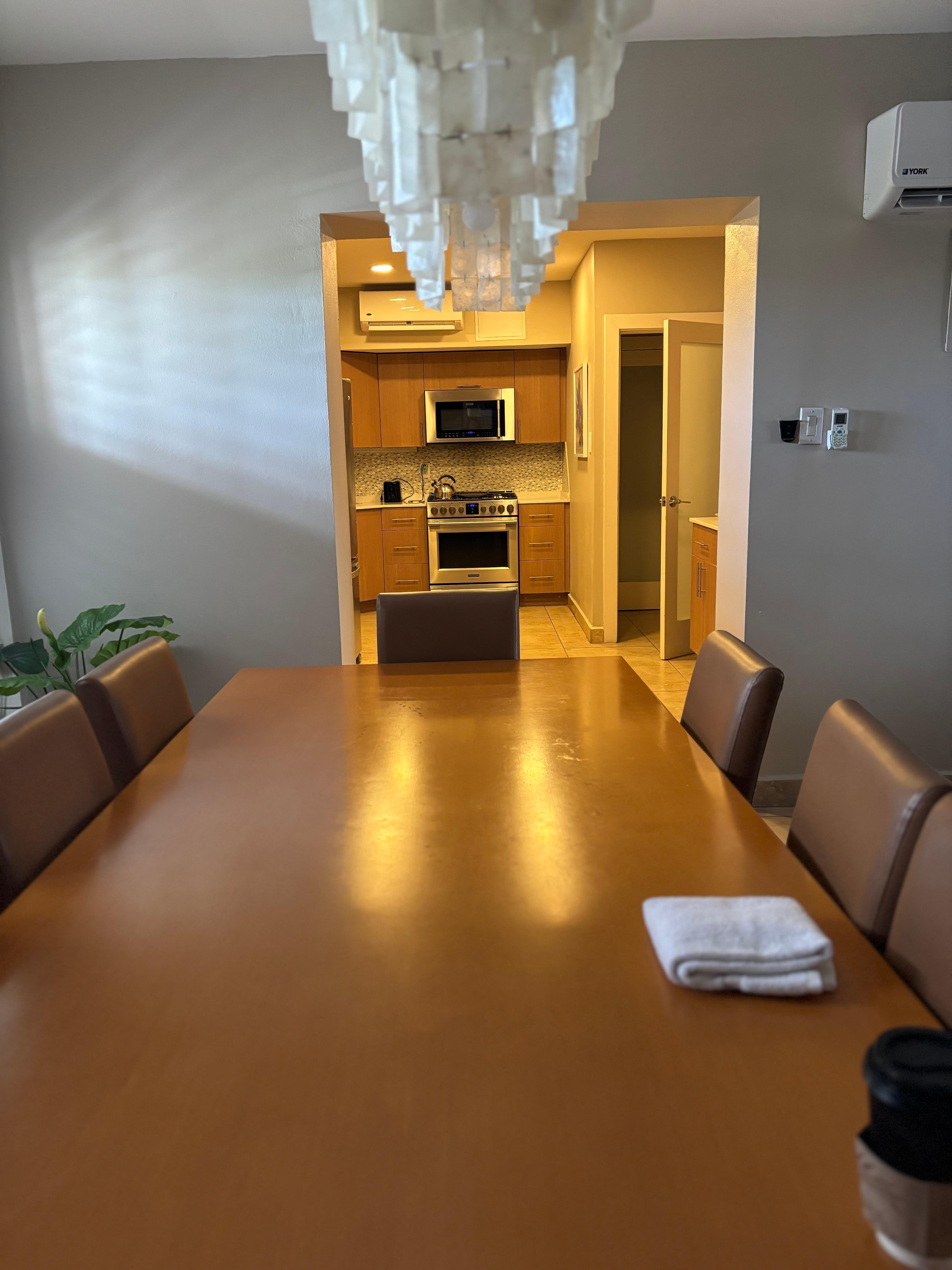 Dining area looking into kitchen