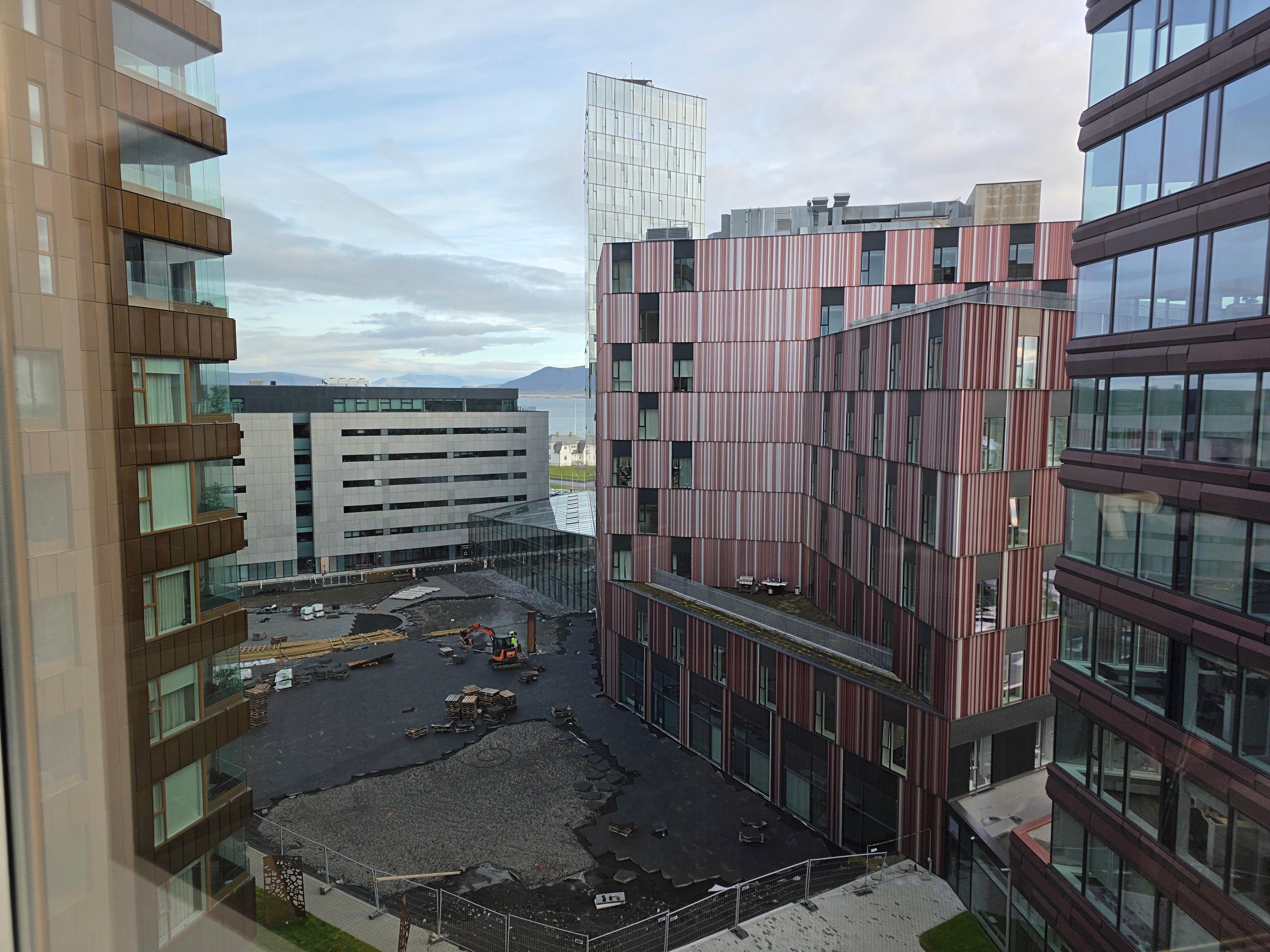 Cement saws putting in new outdoor flooring was loud.