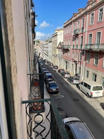 The view of the street from the apartment.