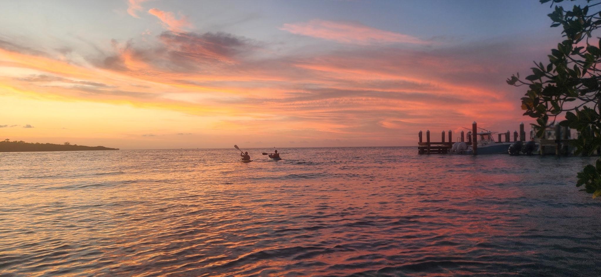 Kayaking behind the condo at sunset