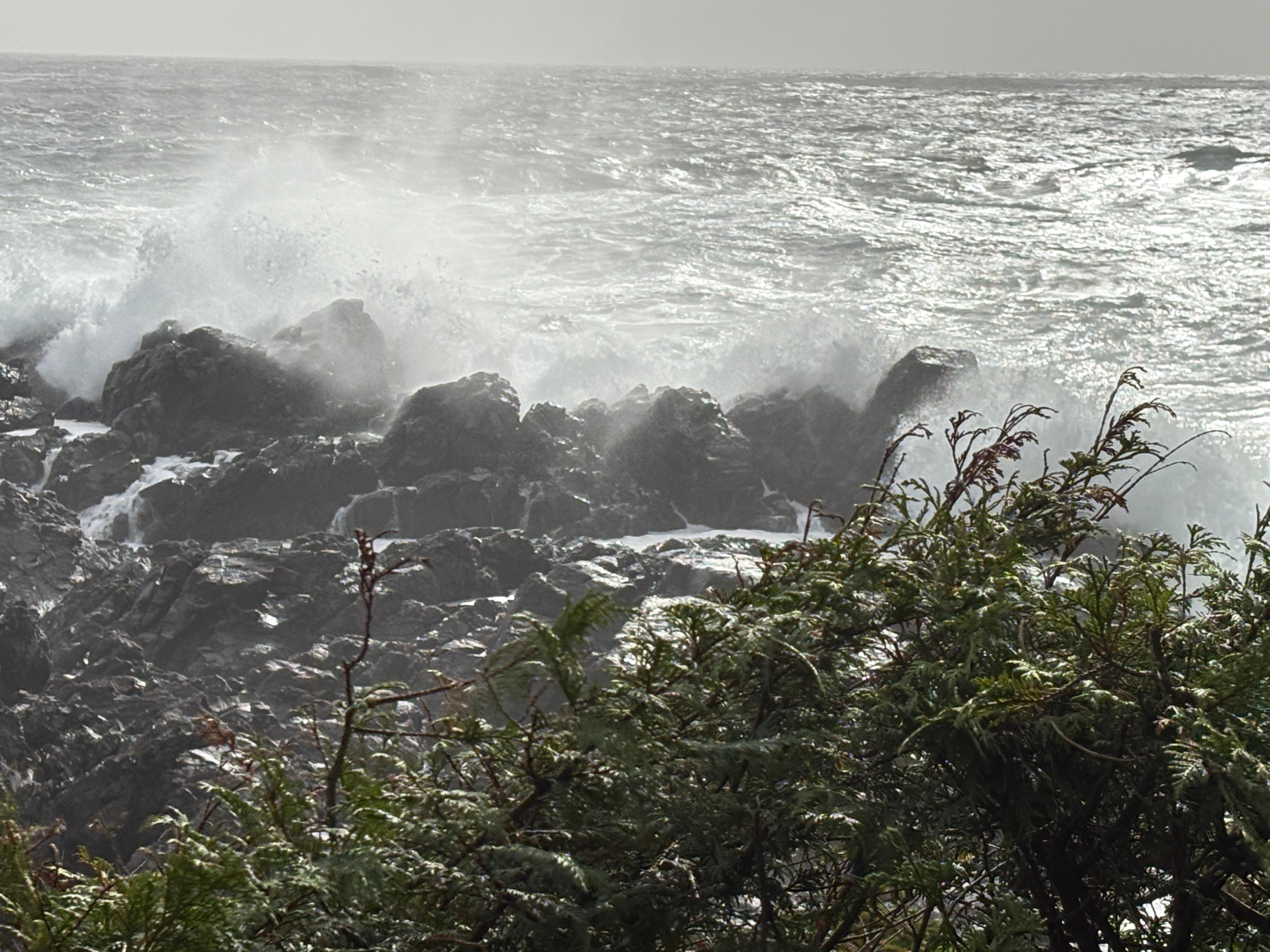 Storm waves and black rocks!