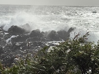 Storm waves and black rocks!