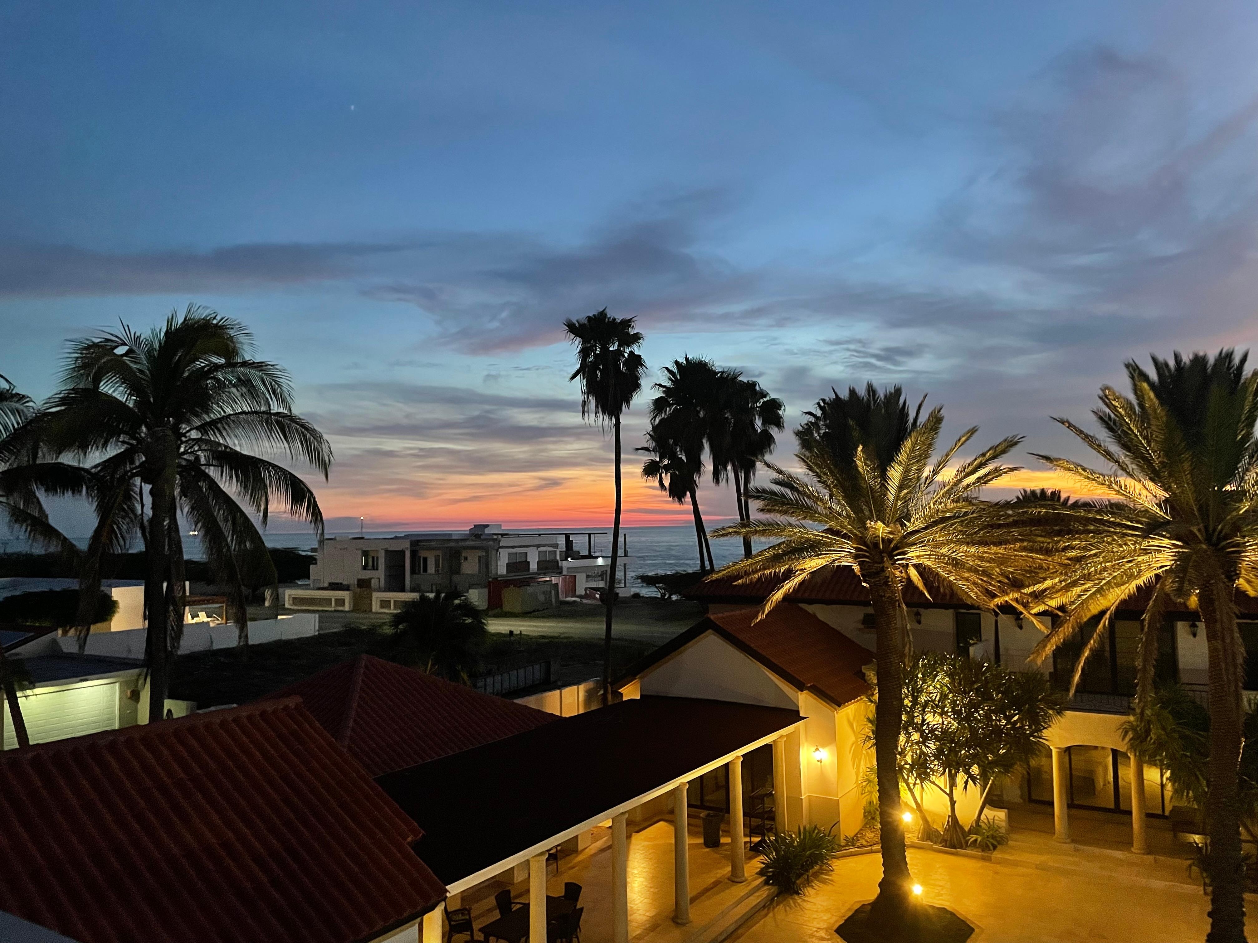Rooftop view at sunset