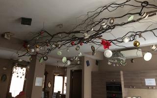 051 B&B Breakfast Room and Reception area with teacup art on ceiling