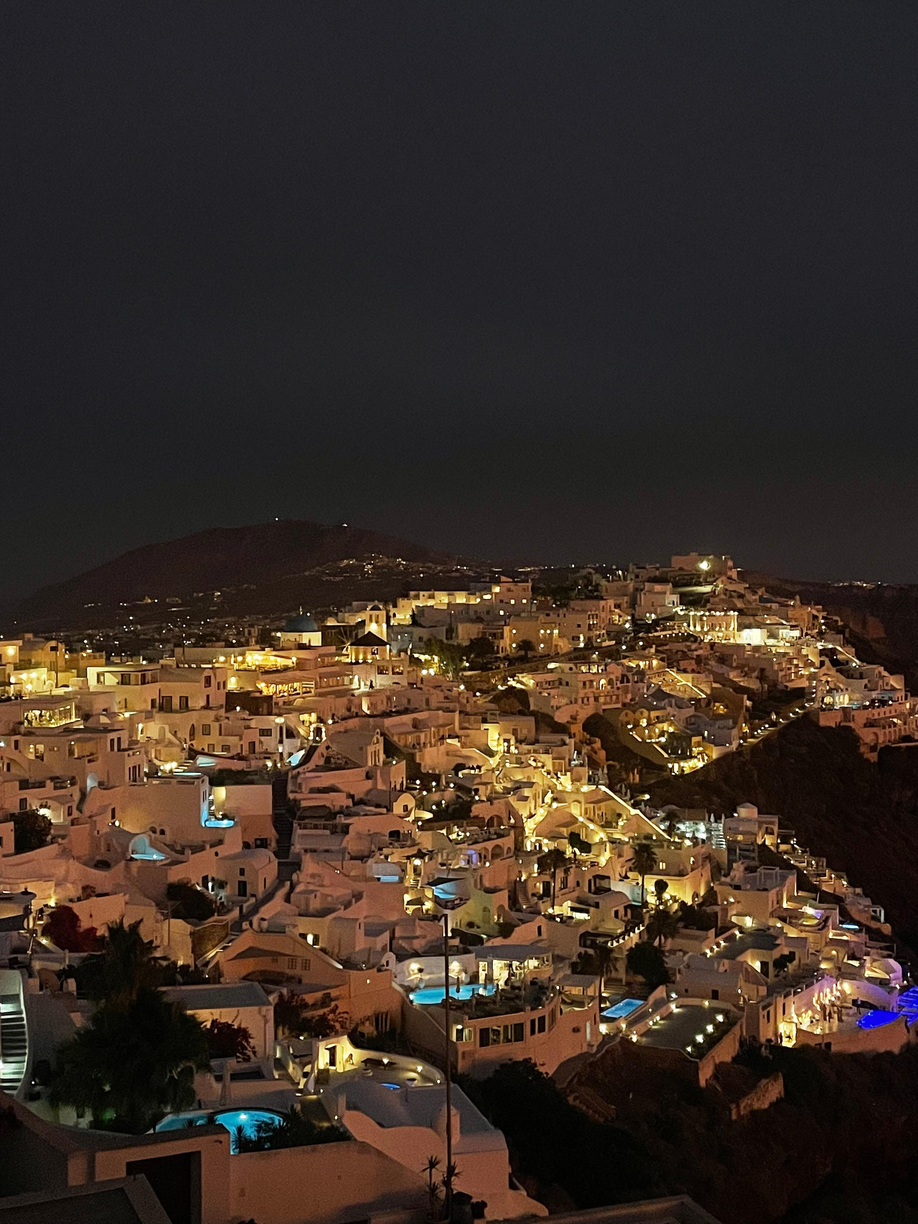 View of Fira at night 