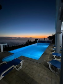 Sunset by the pool