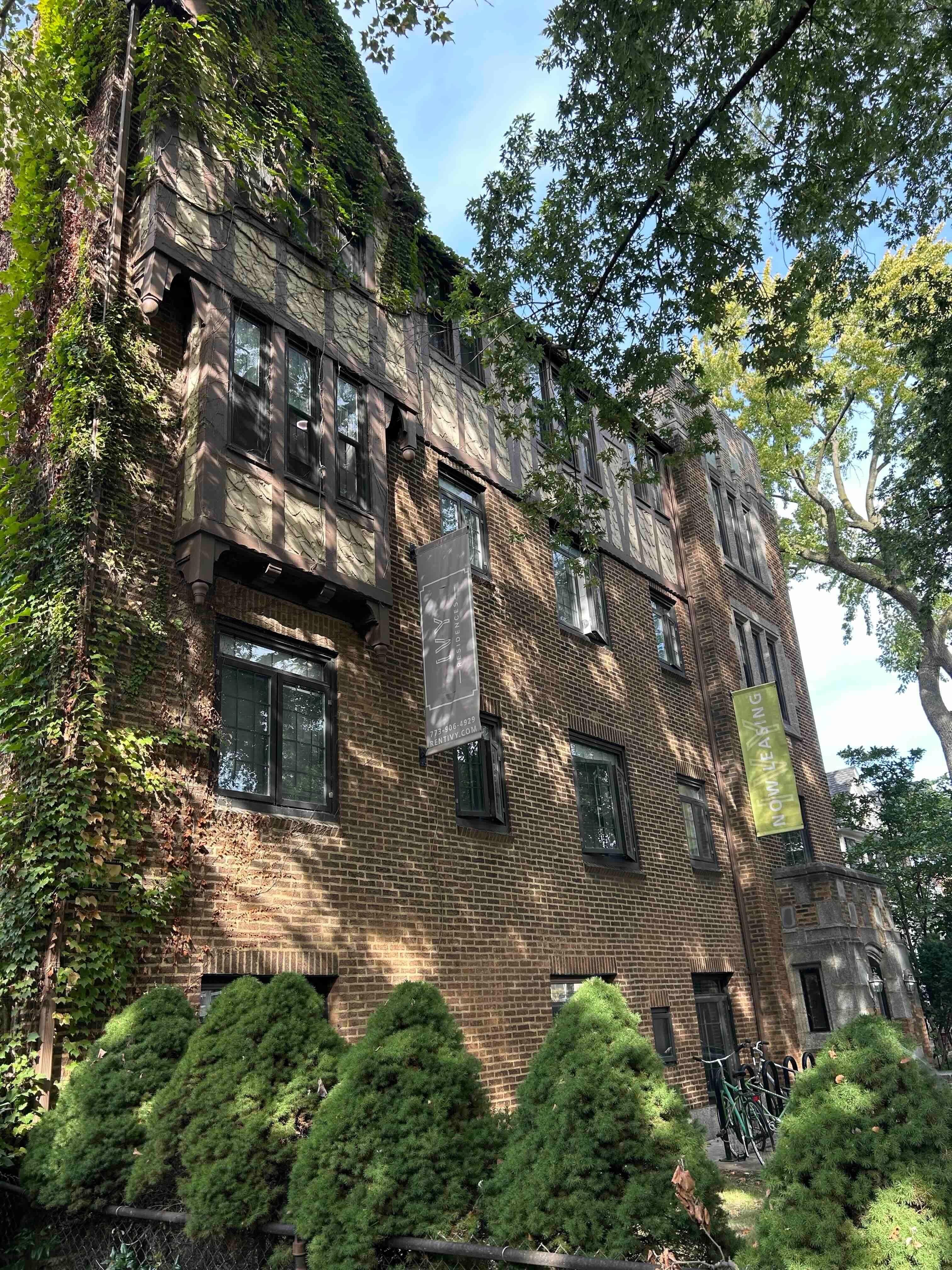 Outside of building. Notice the rental agency and the bike racks. 