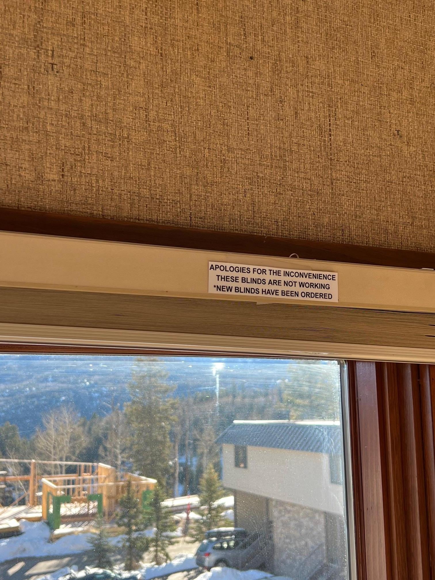 Morning sun makes living area too hot.  These blinds would help, but...