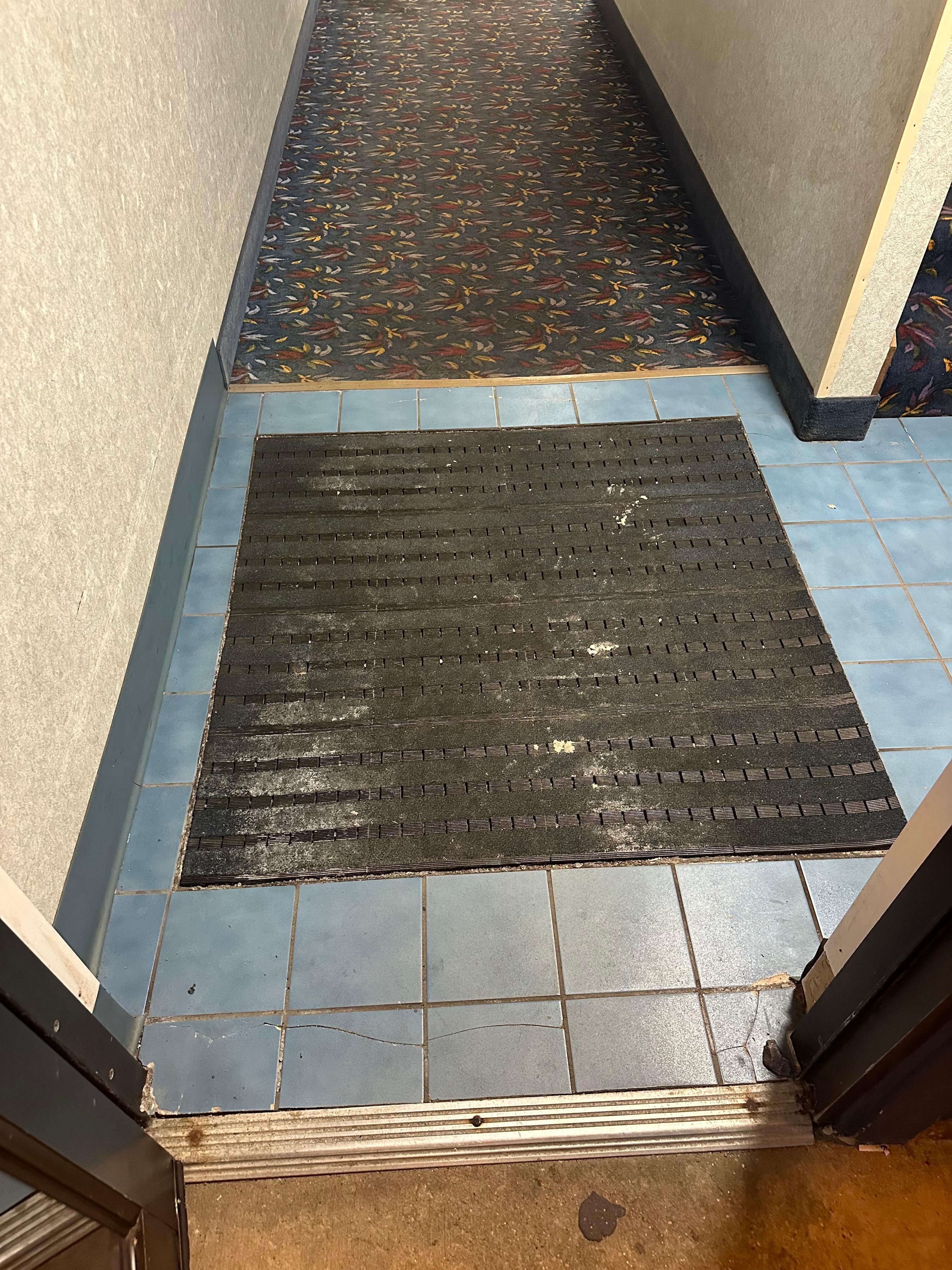 Dirty, and unsafe walk way. 