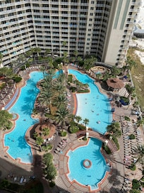 Photo taken from balcony, ocean is viewable! Nice rental for 3 maybe 4?