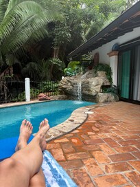 Relaxing by the pool