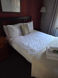 Small queen bed but comfy.