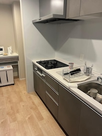 The kitchen and cooking facilities.