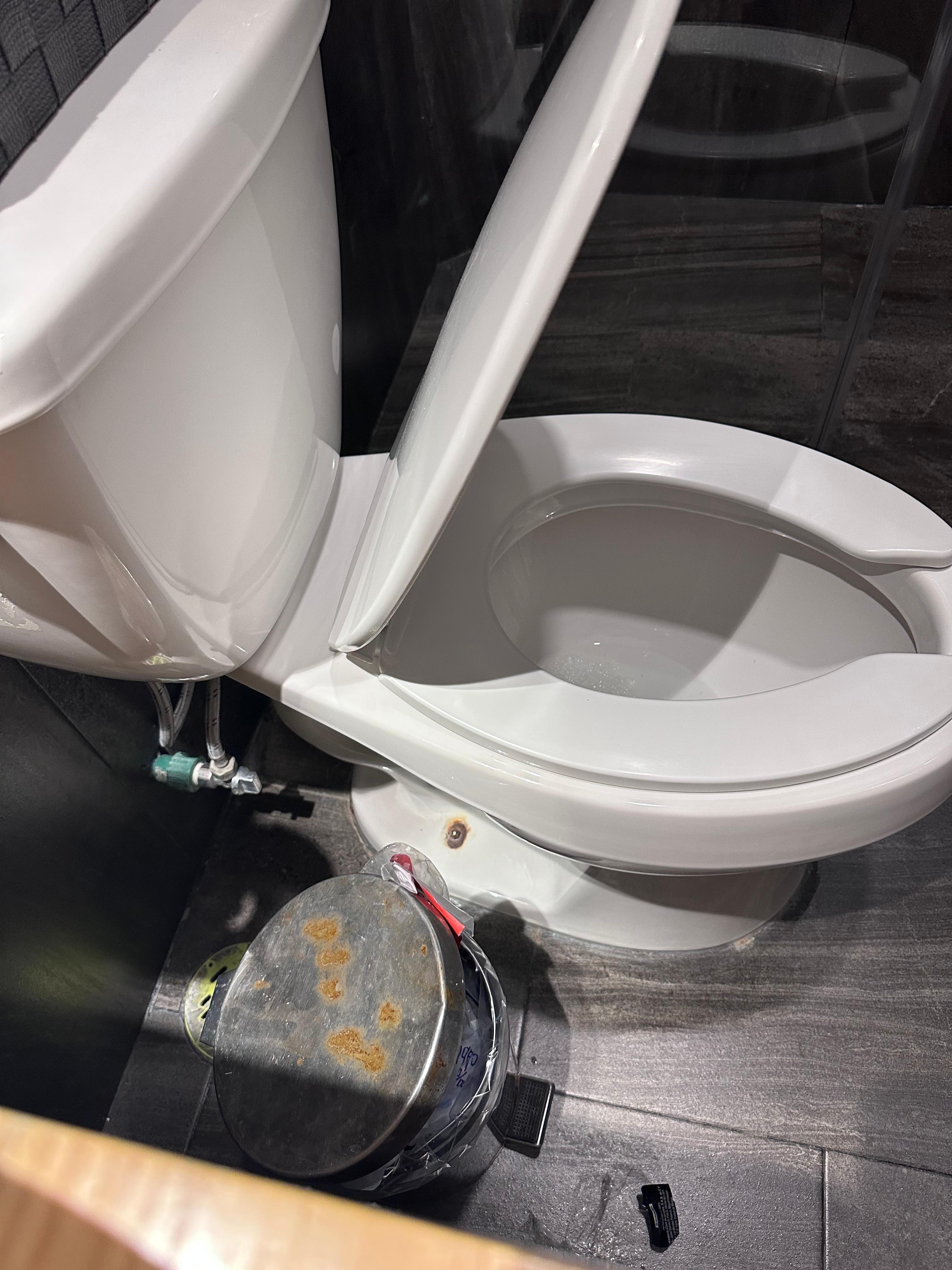 Toilet seat rests on your back!   Not pleasant feeling.