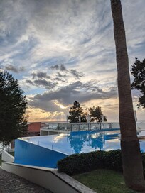 Sunset over the pool