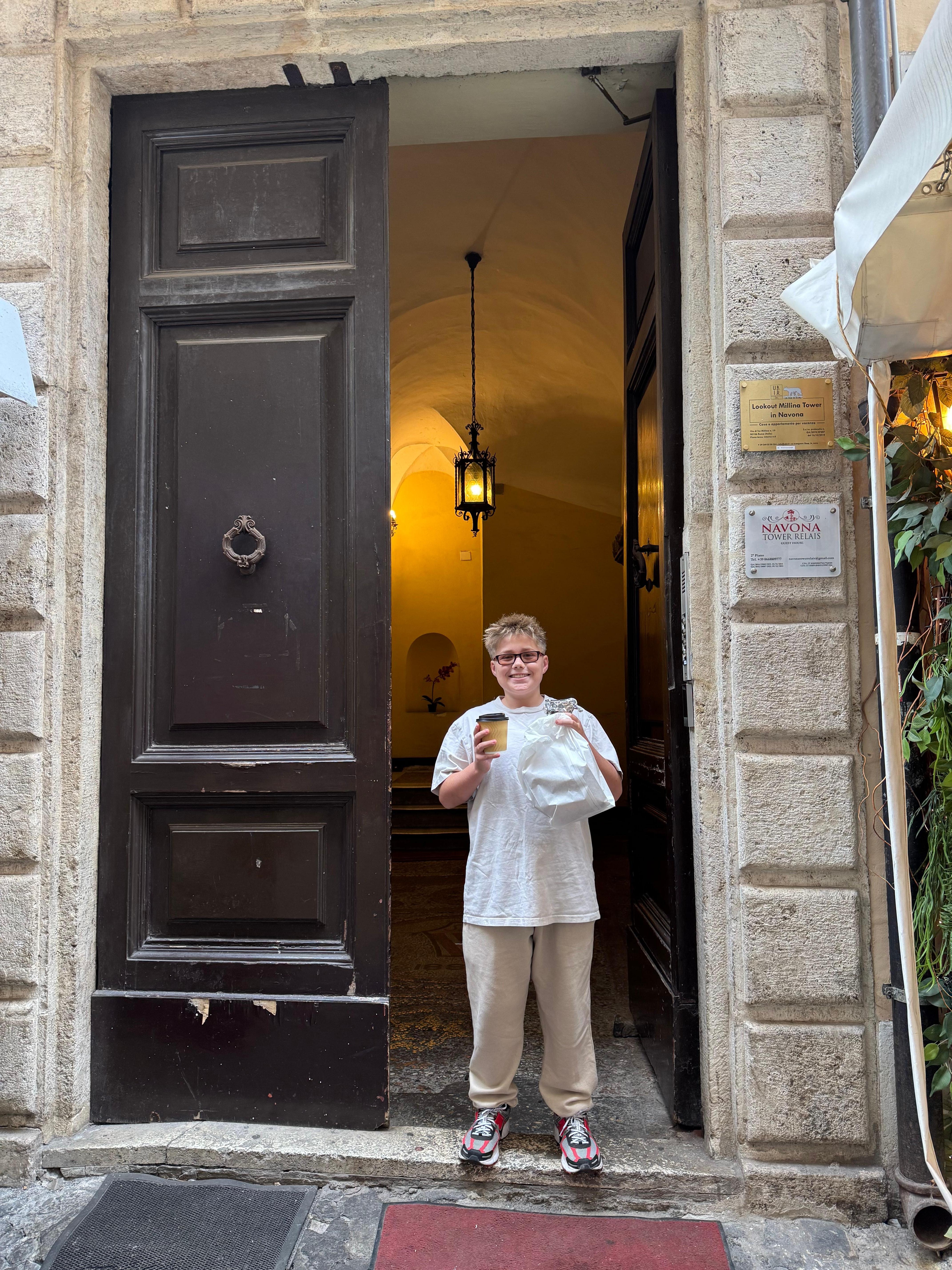Beautiful doors leading into the Navona Tower Relais