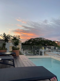 Another view from pool at sunset.