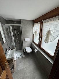 Bathroom. Shower is a little small but I didn’t have any issues showering. Used the blow dryer .
