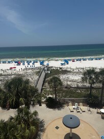 View of splash pad below from balcony