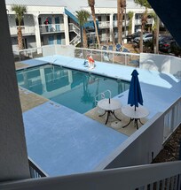 Painting in progress in pool area