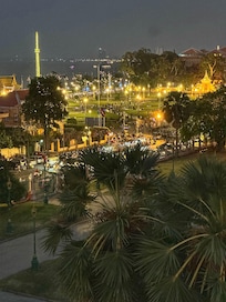 View from the patio to the left, of the Royal Palace and lawn.
