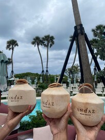Hydrating with their delicious coconut water