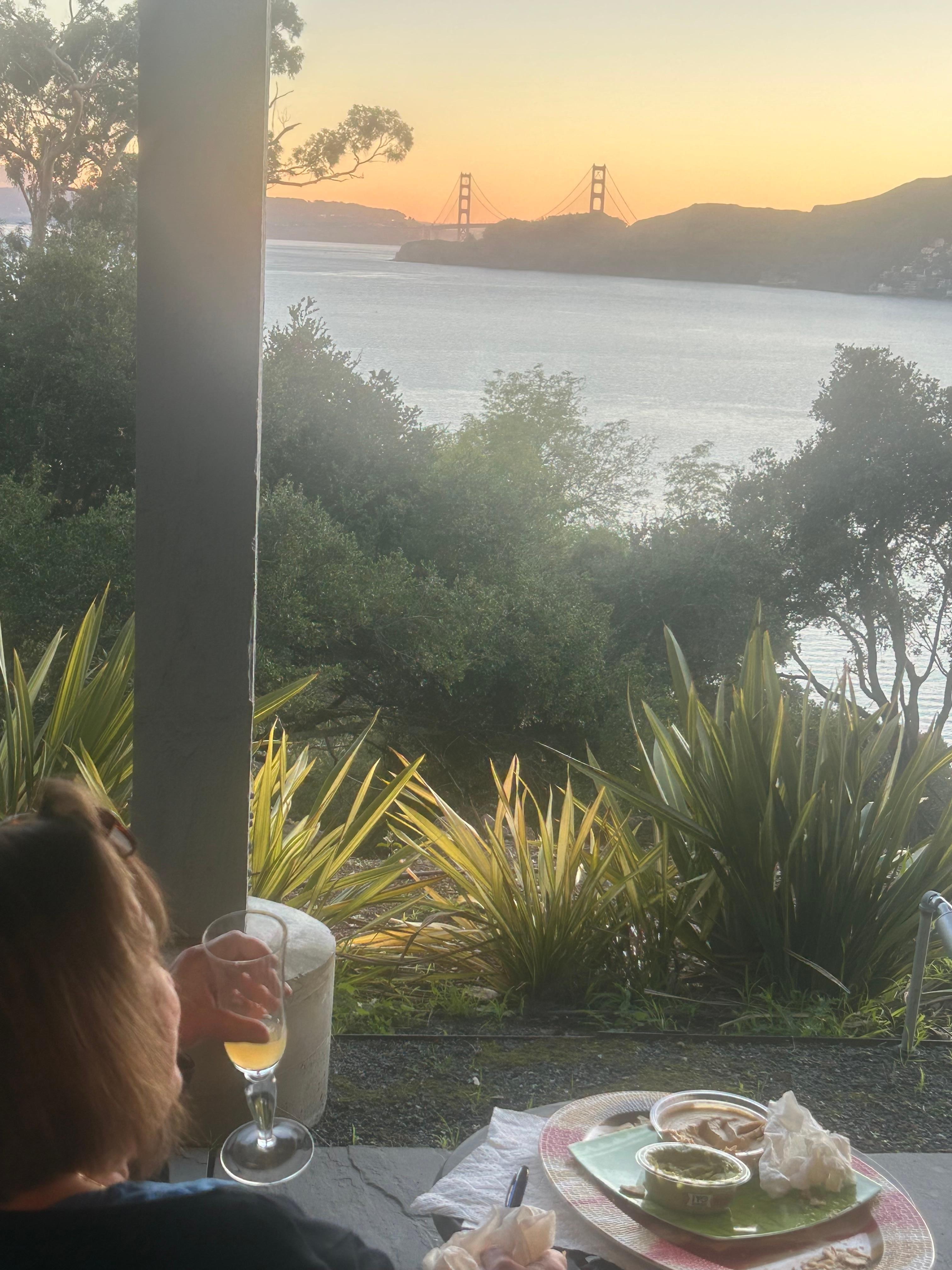 Me relaxing on the back veranda with the Golden Gate Bridge more 