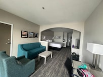 Sitting area is spacious and tasteful.