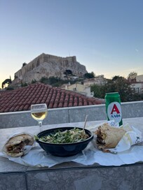 View of the Acropolis from the rooftop area.