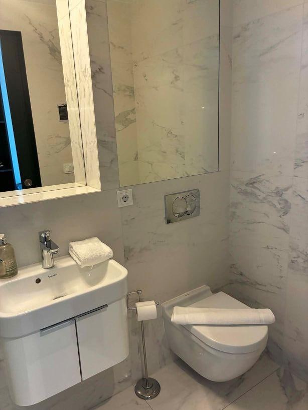 Allt var rent, tvättfat och toa var skinande rent!
