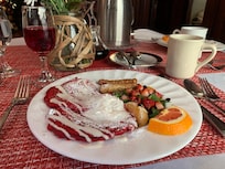 Red Velvet pancakes on Christmas Eve morning