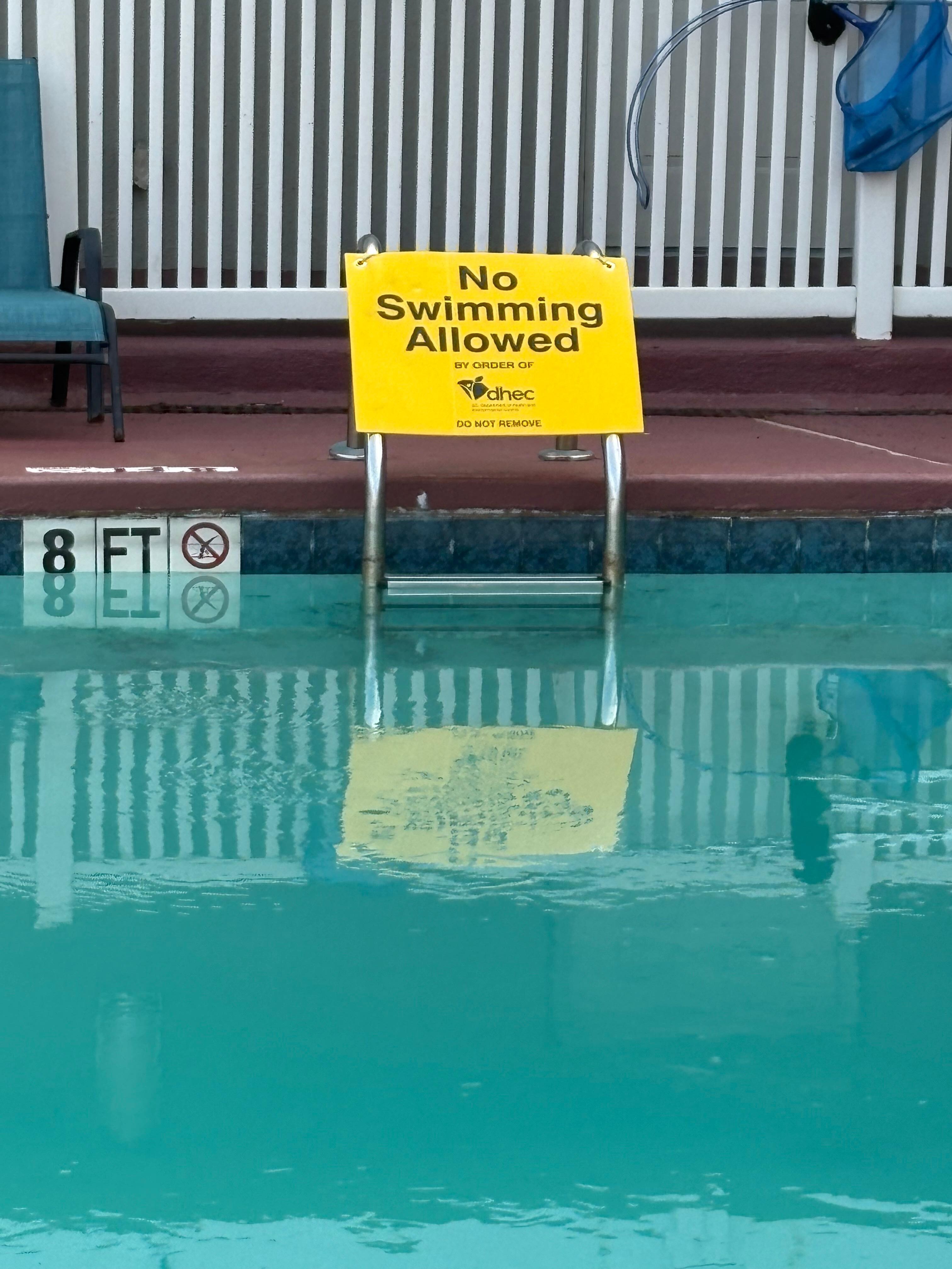 Pool closed by DHEC (Dept of Health and Environmental Control) 