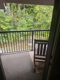 View from inside looking out balcony door